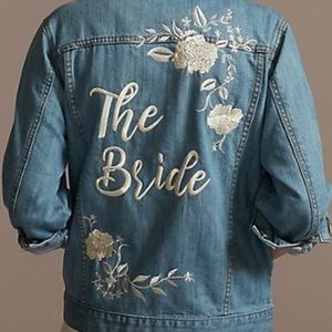 Embroidered Bride Jean Jacket with Flowers